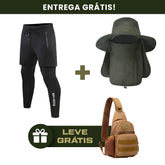 CONJUNTO BERMUDA DUPLA CAMADA + CHAPÉU OUTDOOR [GRÁTIS BAG MAX EMBLEMA NACIONAL]