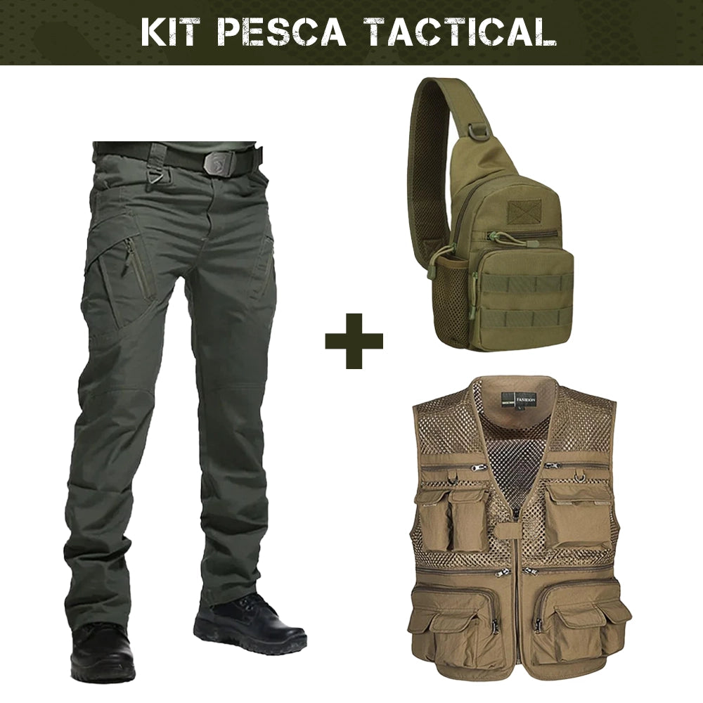 Kit Calça Stealth + Bag Max Mochila Militar + Colete Tático