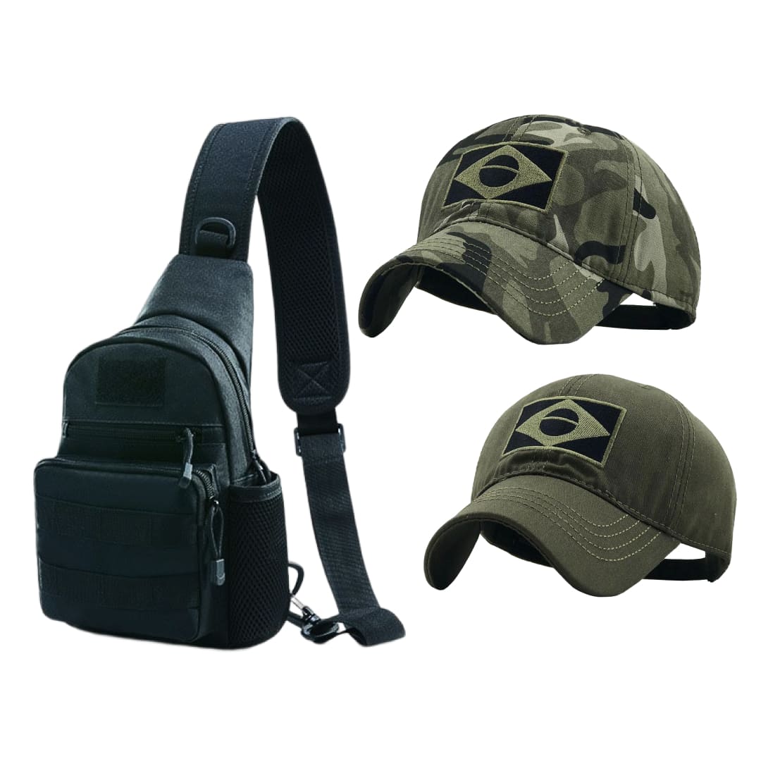 Bolsa de Ombro + Boné Brasil Camuflado ganhe um Boné Verde Liso