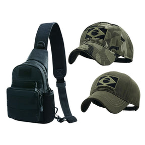 Bolsa de Ombro + Boné Brasil Camuflado ganhe um Boné Verde Liso