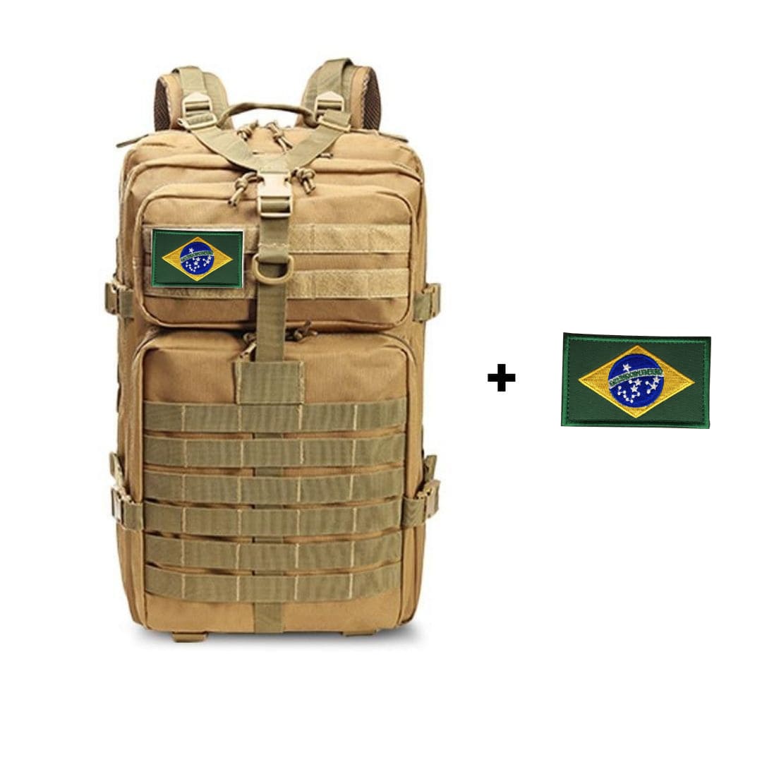 Mochila Tactical 50L + Bandeira do Brasil